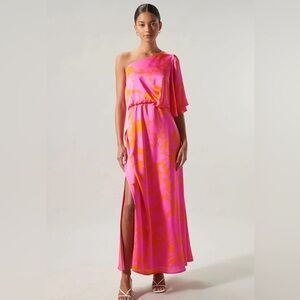 Sugarlips Pink and Orange One Shoulder Gown